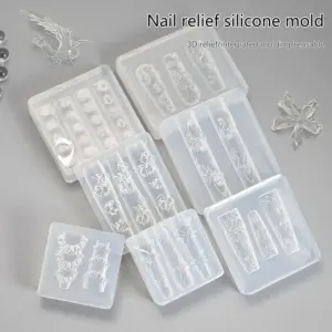 Silicone Flower Butterfly Nail Carving Mold 3D Stamping Plate Nails Stencils DIY UV Gel Manicure Tools Nail Art Enthusiasts